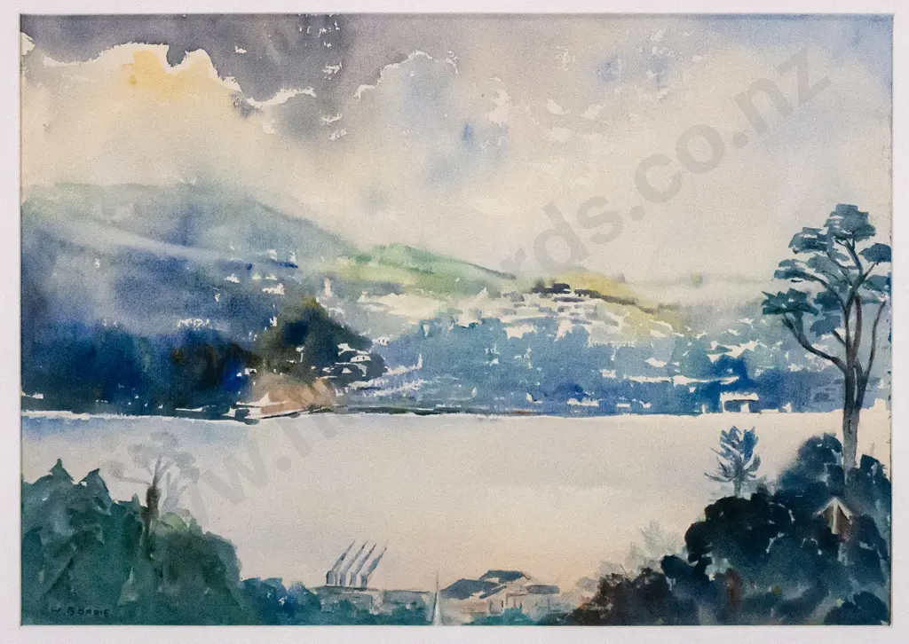 Helen Borrie 1985 - framed watercolour "Vauxhall from Roslyn" H-350 W-500 Image 1++