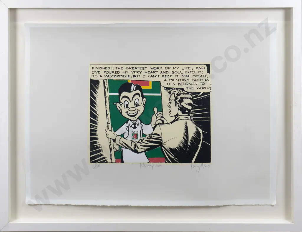 Dick Frizzell 2003 - framed lithograph 11/80 "Masterpiece" H-300 W-370 Image 1++