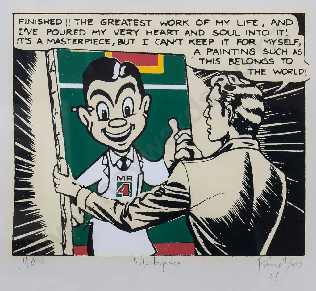 Dick Frizzell 2003 - framed lithograph 11/80 "Masterpiece" H-300 W-370 Image 1++