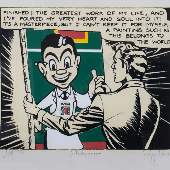 Dick Frizzell 2003 - framed lithograph 11/80 "Masterpiece" H-300 W-370