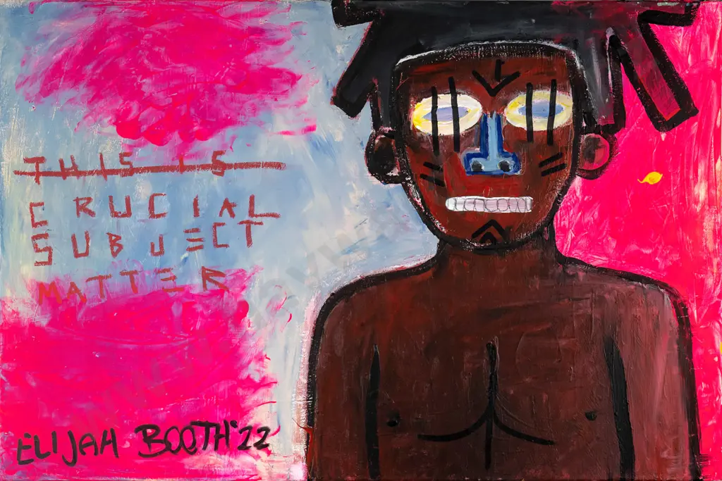Elijah Booth '22 - boxed acrylic on canvas ""Crucial Subject Matter" H-510 W-760 Image 1++
