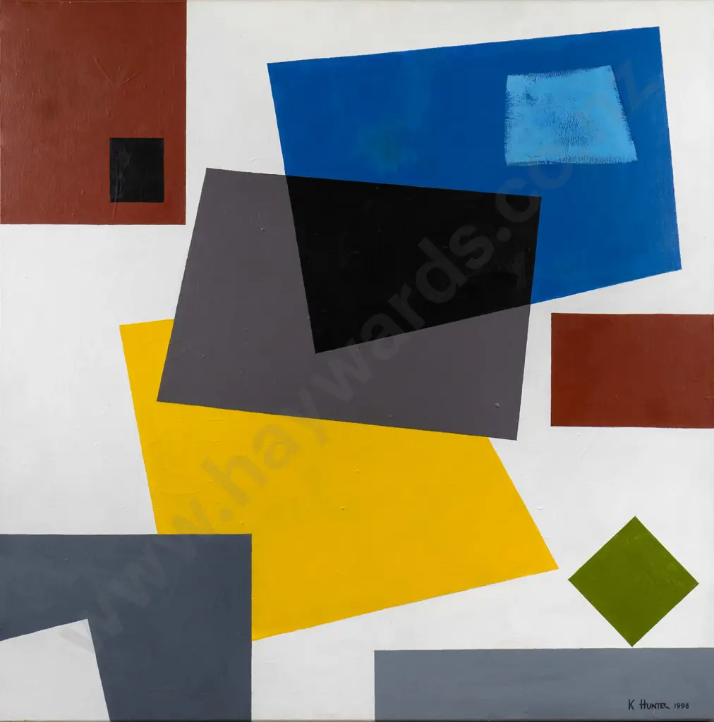Kay Hunter 1998 - boxed acrylic on canvas "Dancing Square" H-800 W-800 Image 1++