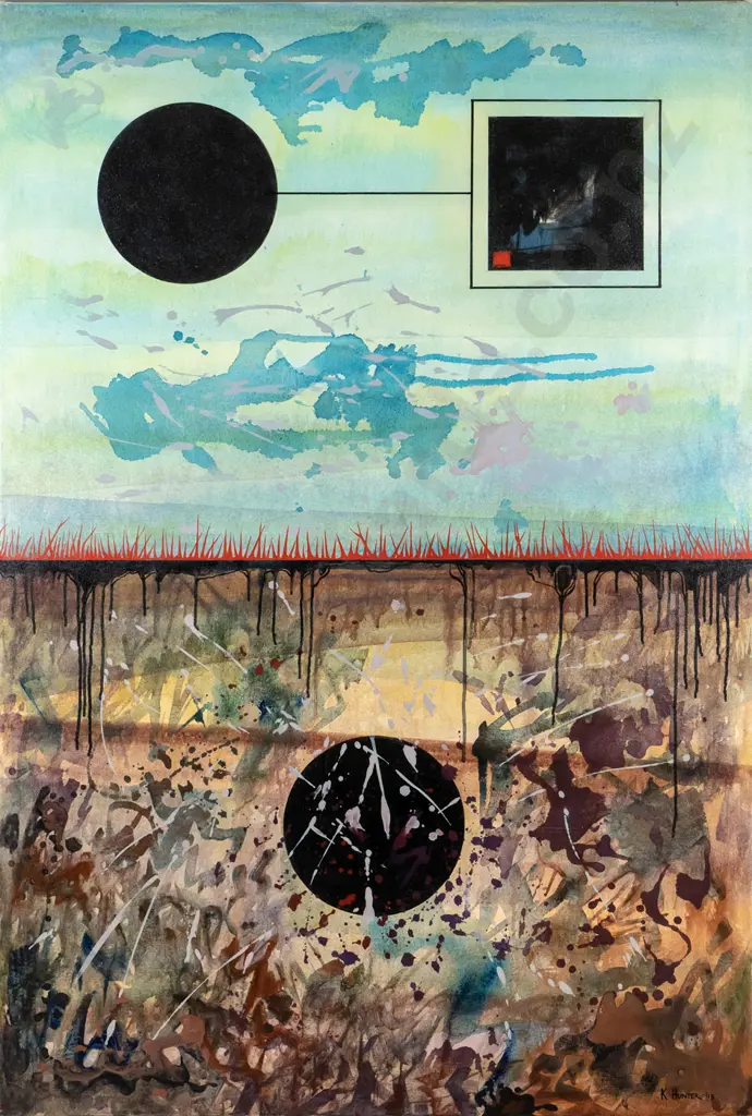 Kay Hunter 1998 - boxed acrylic on canvas "From A Distance" H-1440 W-970 Image 1++