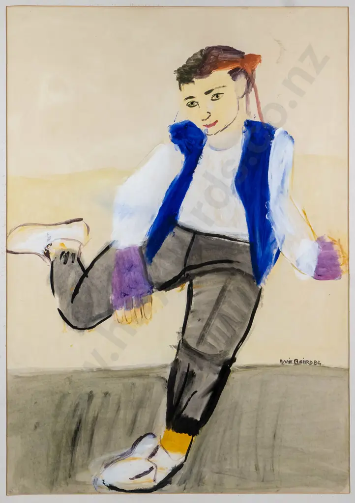 Annie Baird '84 - framed watercolour - portrait H-820 W-560 (framing needs attention) Image 1++