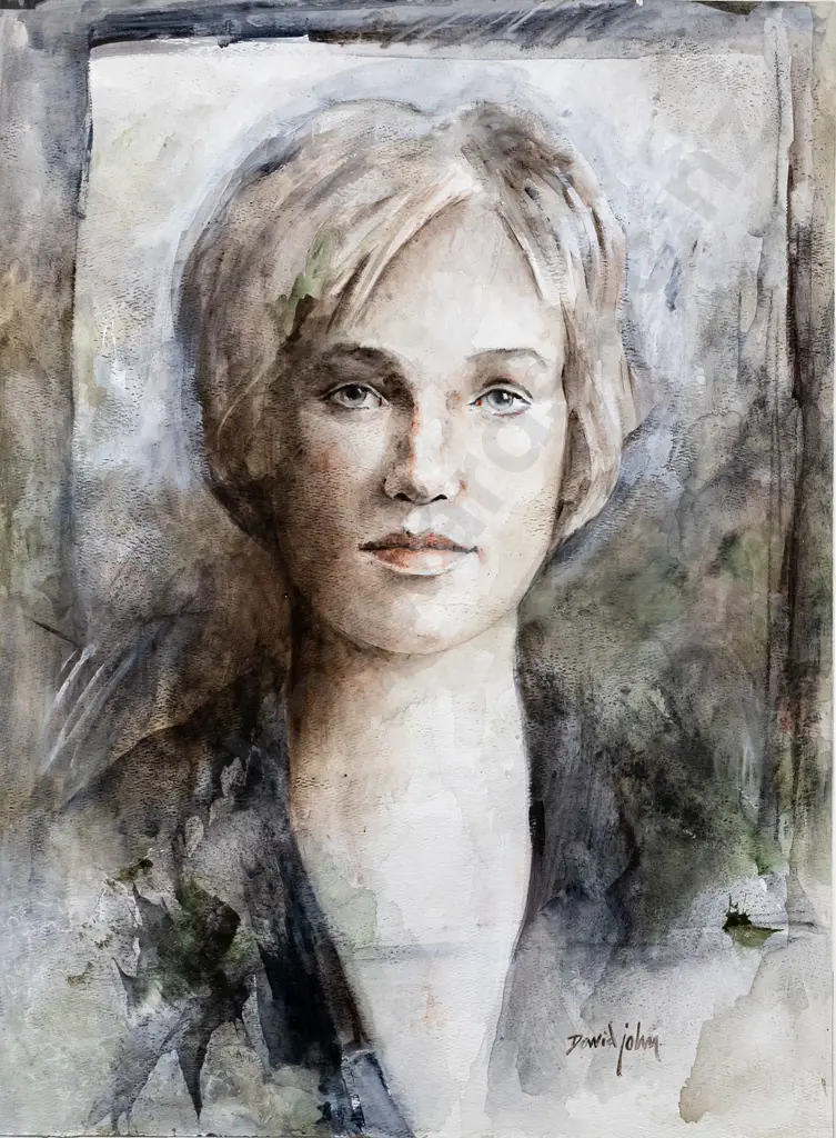 David John - unframed watercolour on card - portrait H-560 W-420 Image 1++