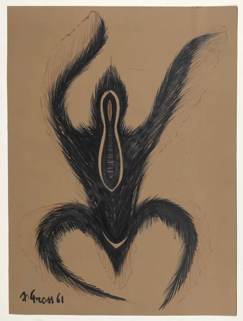 Frank Gross '61 - mounted ink "Birdman" H-500 W-390 Image 1++