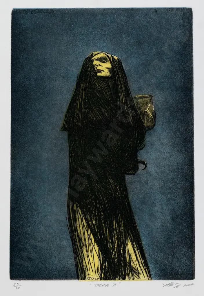 Jason Greig 2004 - mounted etching 25/30 "Theros II" H-300 W-200 Image 1++