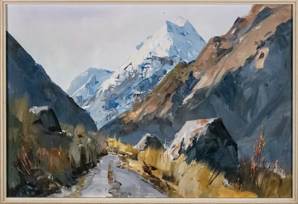 Aston Greathead - framed oil "Mount Cook, Hooker Valley" H-260 W-390 Image 1++