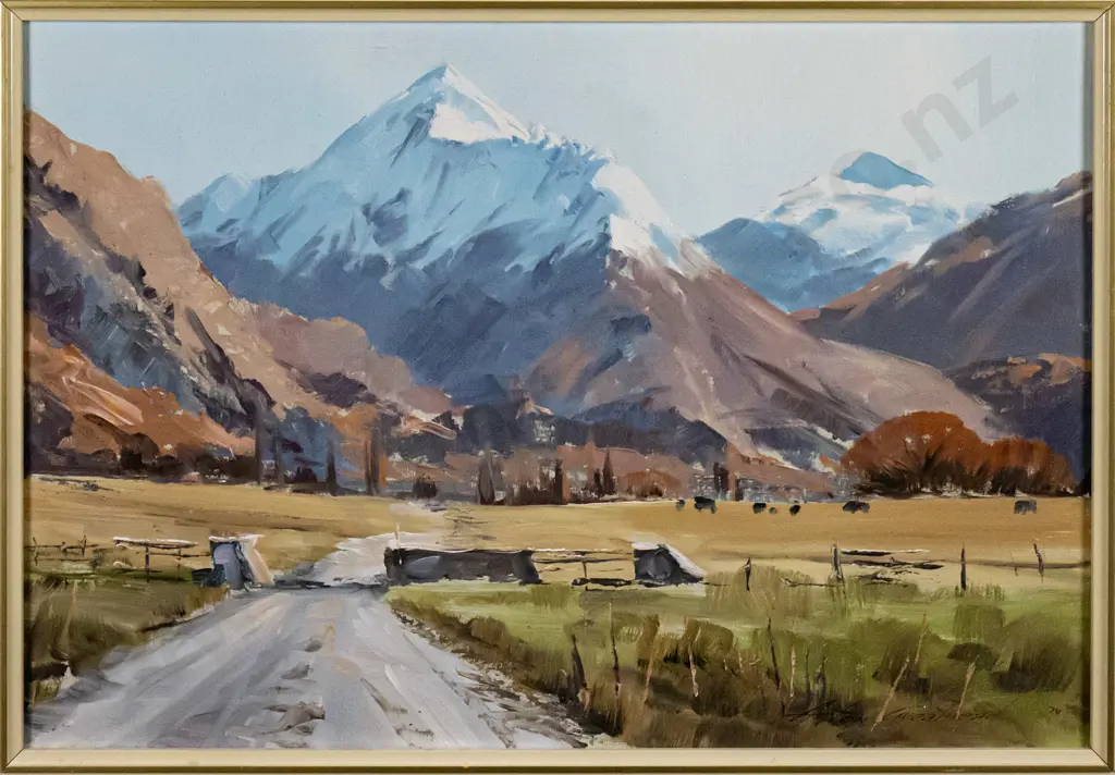 Aston Greathead '74 - framed oil "Matukituki Valley Wanaka" H-270 W-400 Image 1++