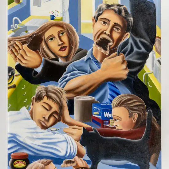 Frank Gordon '05 - framed oil on canvas - breakfast time H-740 W-490