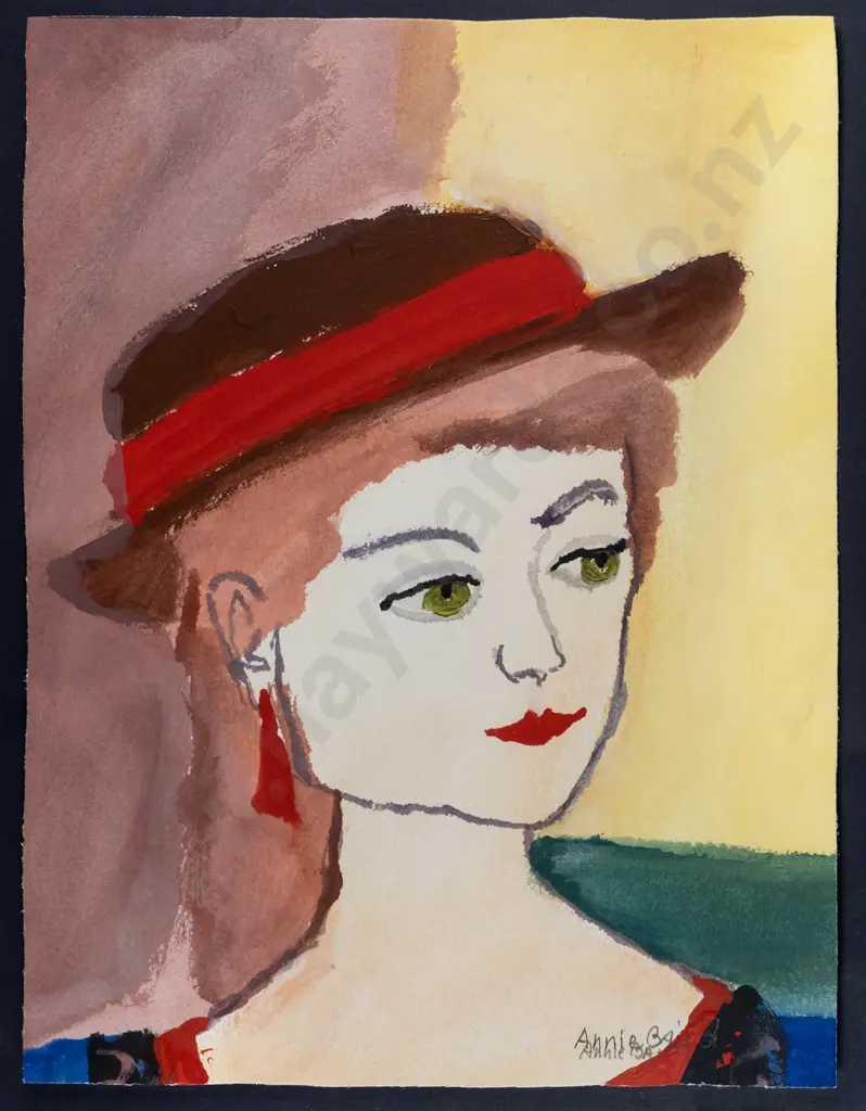 Annie Baird - framed watercolour  - portrait H-350 w-260 Image 1++