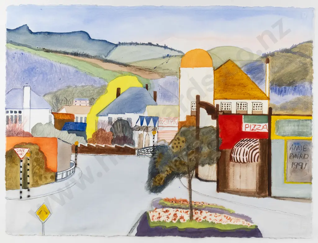 Annie Baird '91 - framed watercolour "Roslyn Village" H-570 W-750 Image 1++