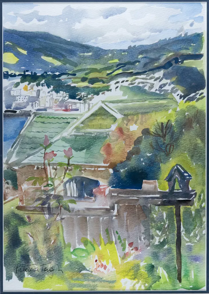 Patricia Tough - framed watercolour "From Sunshine to NEV" H-410 W-290 Image 1++