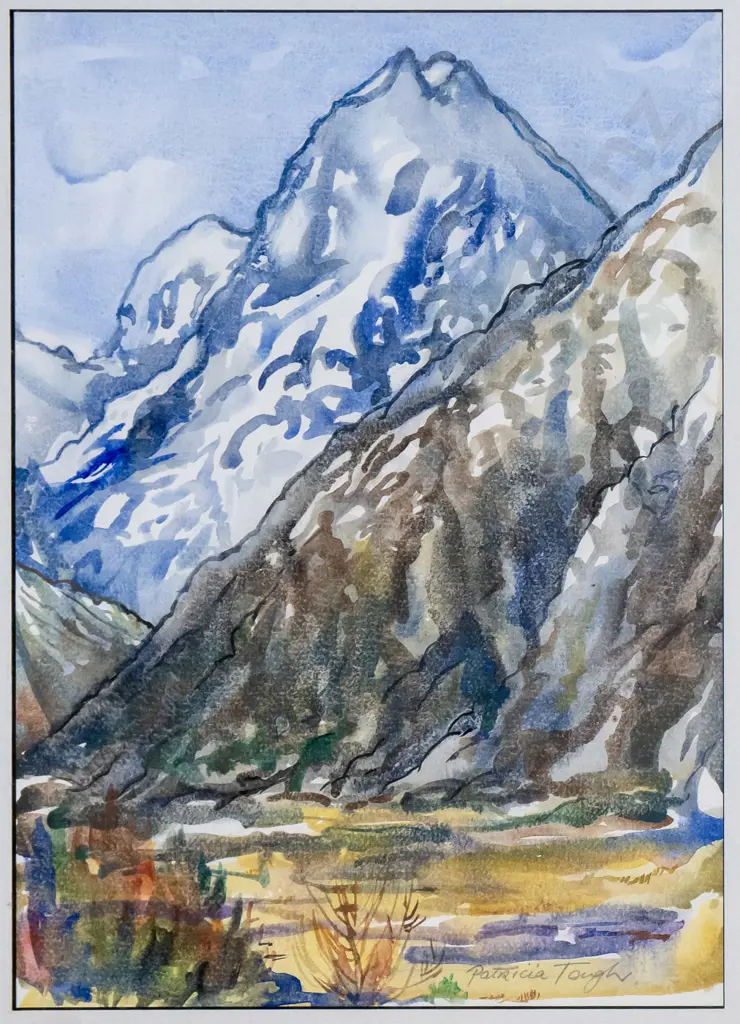 Patricia Tough 2002 - framed watercolour "Mt Cook, NZ" H-405 W-285 Image 1++