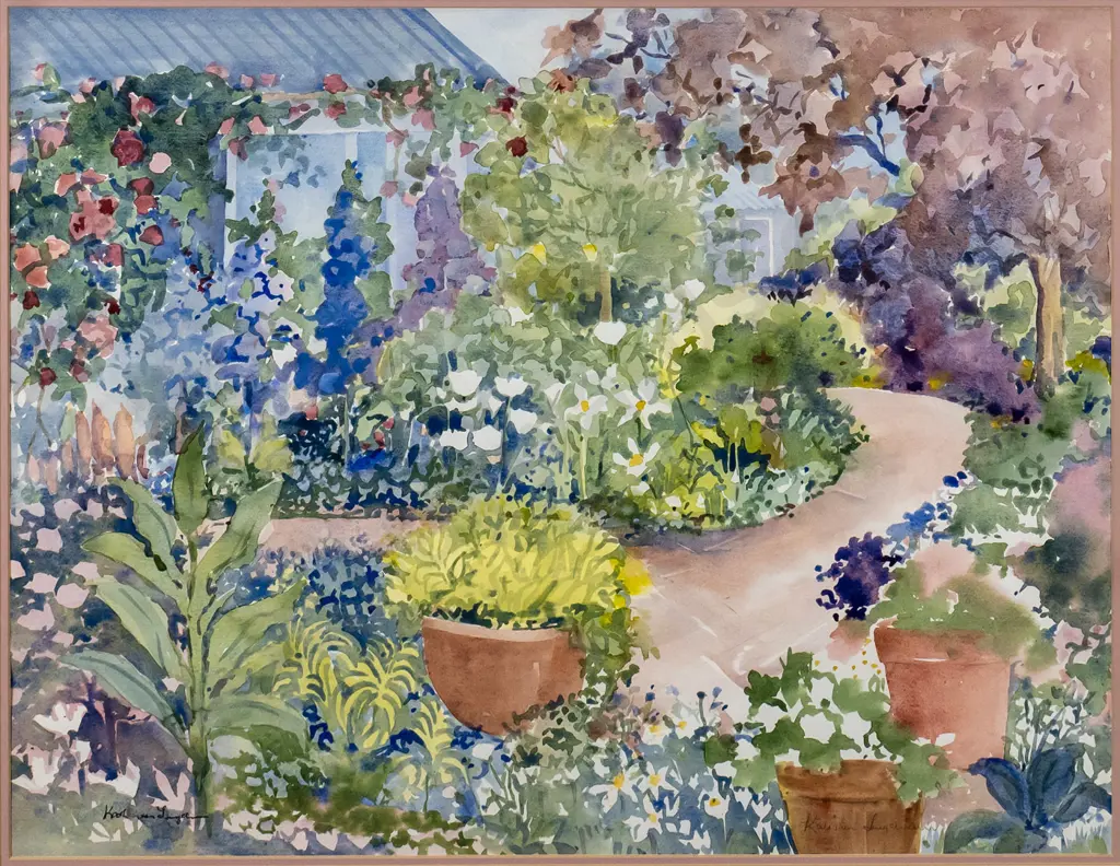 Kath von Tunzelmann - framed watercolour "Summer Garden: H-480 W-630 Image 1++
