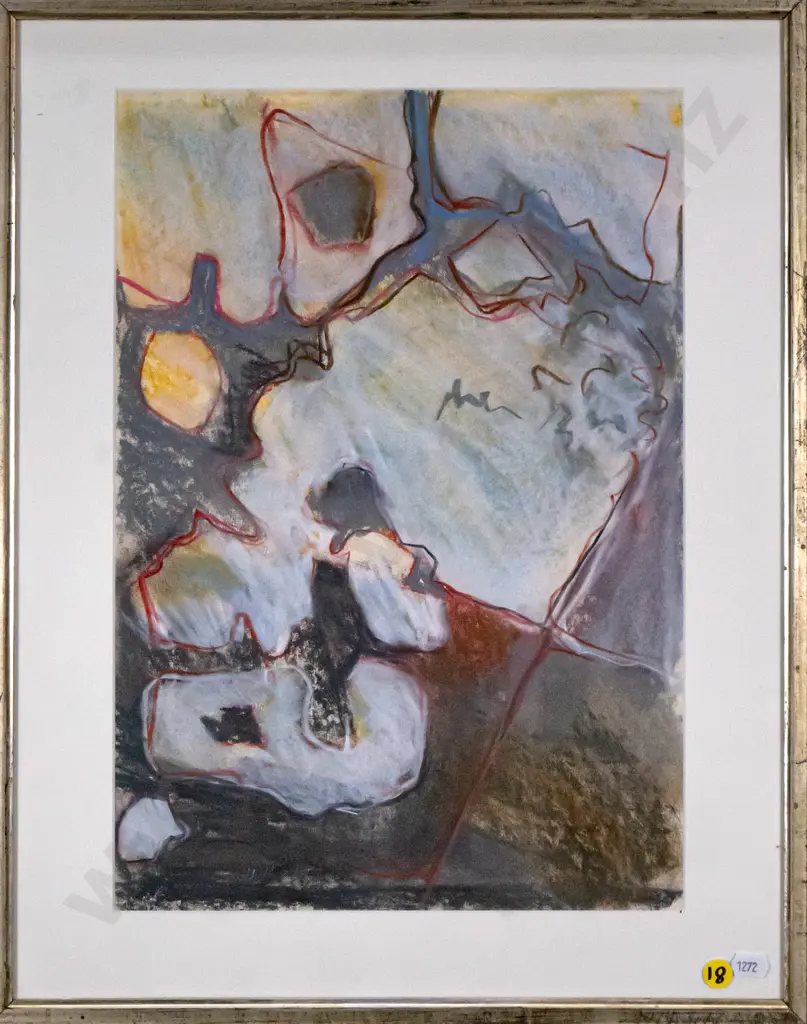 Wallace Crossman 1992 - framed pastel "Rock Scenes I" H-400 W-270 Image 1++