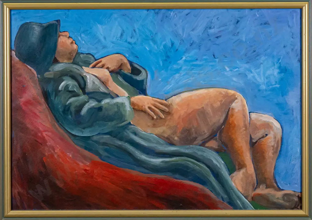 JK Weir - framed acrylic - nude H-340 W-490 Image 1++