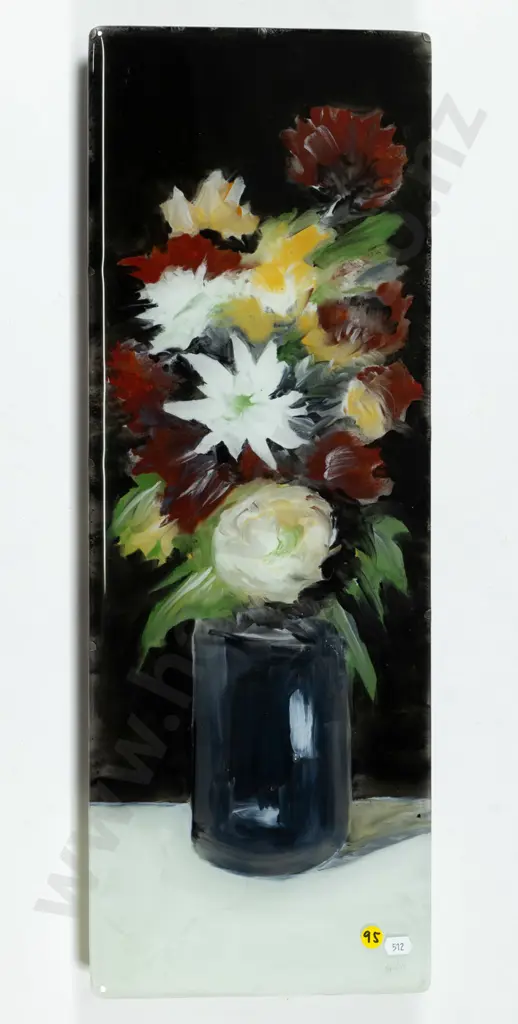 Hamlin glass art (Estuary Gallery Takaka) - flowers H-610 W-220 Image 1++