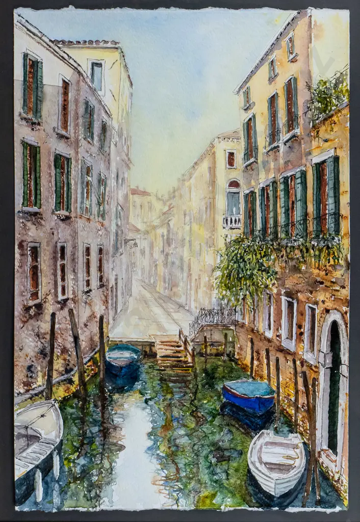 Campbell '99? - framed ink and watercolour  "Venice Scene II" H-560 W-370 Image 1++