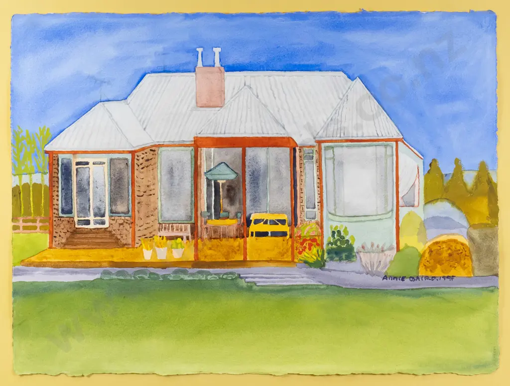 Annie Baird 1997 - framed watercolour - house H-570 W-760 Image 1++