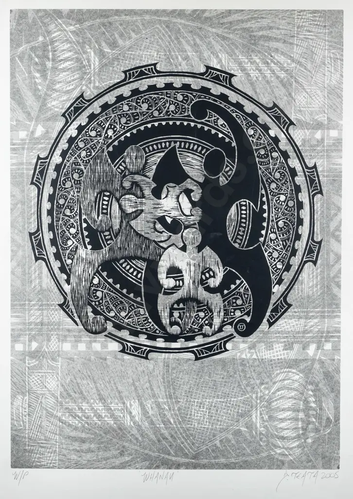 David Teata 2005 - unframed ltd edition print W/P "Whanau" H-580 W-420 Image 1++