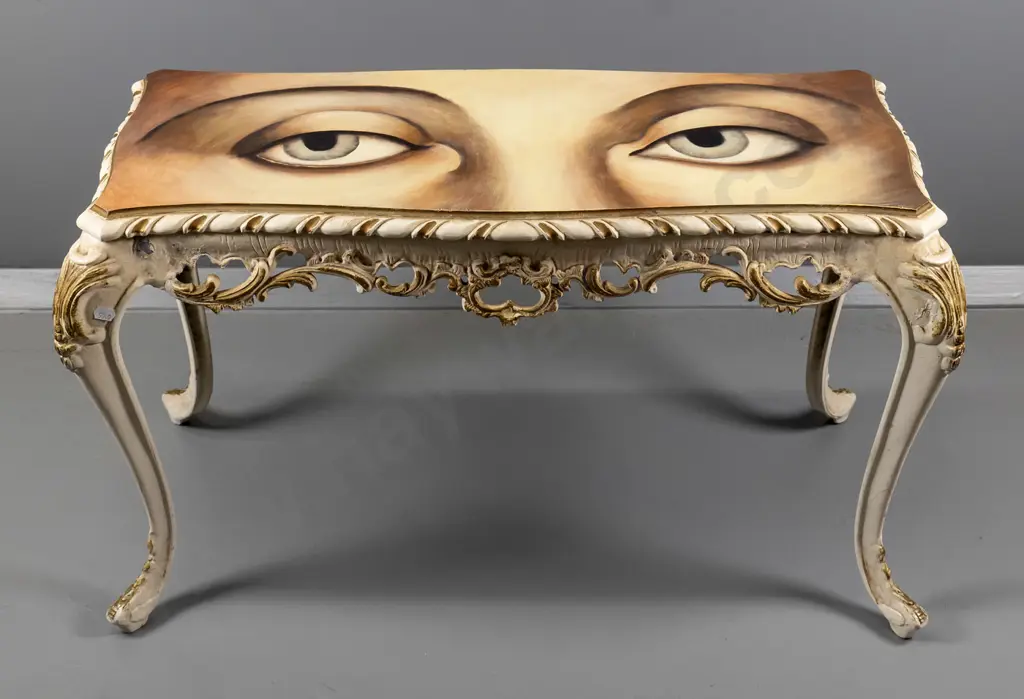 Donna Demente 2003 - acrylic on cast metal table "Videre" H-440 W730 D-360 Image 1++