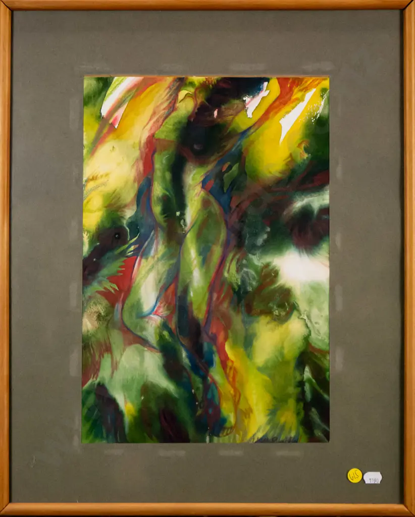 Helen Rockel 1988 - framed mixed media "Emergence" H-360 W-240 Image 1++