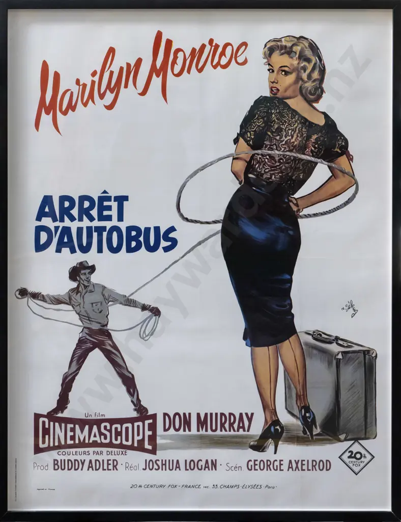 framed Marilyn Monroe movie poster - Arrret D'Autobus  (frame needs some attention) H-1580 W-1200 Image 1++