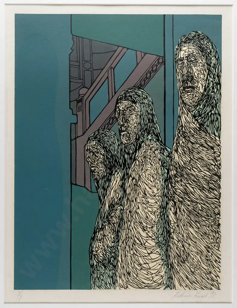 Kathryn Knight '92- framed ltd edition print 3/7 - three figures Image 1++