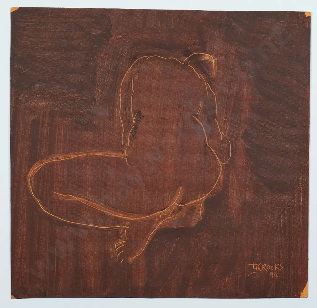 Lindsay Crooks '94- mounted watercolour on card - nude H-240 W-250 Image 1++