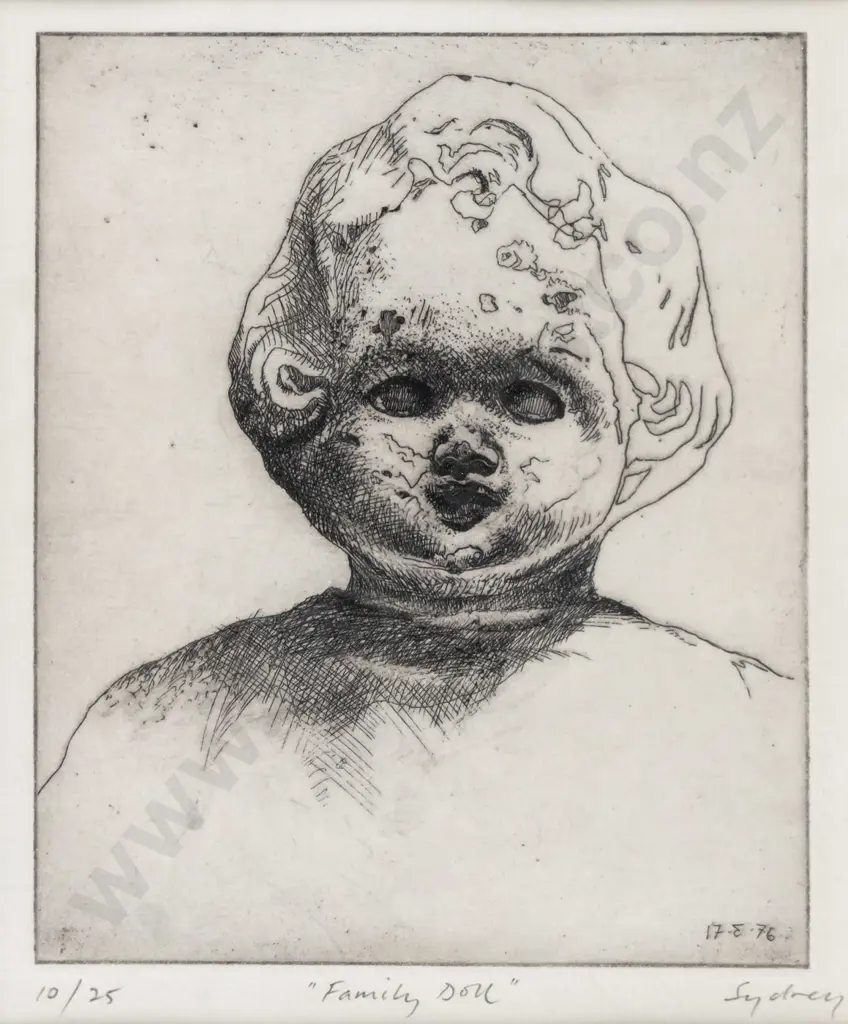 Grahame Sydney '76 - framed etching 10/25 "Family Doll" H-170 W-140 Image 1++