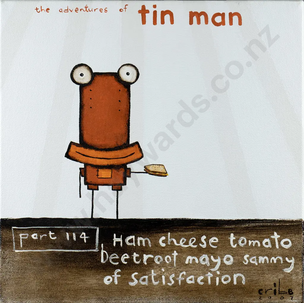 Tony Cribb - oil on box canvas "The adventures of Tin Man Part 114" H-250 W-250 Image 1++
