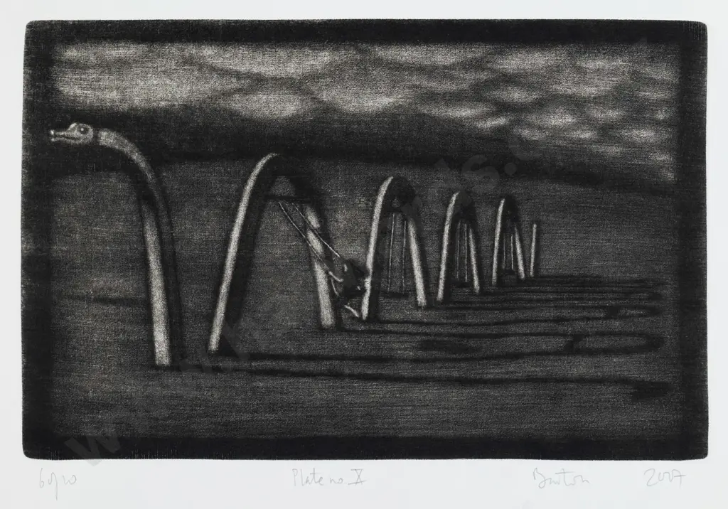 Barton 2007 - mounted etching 6/10 "Plate No. X" H-200 W-310 Image 1++