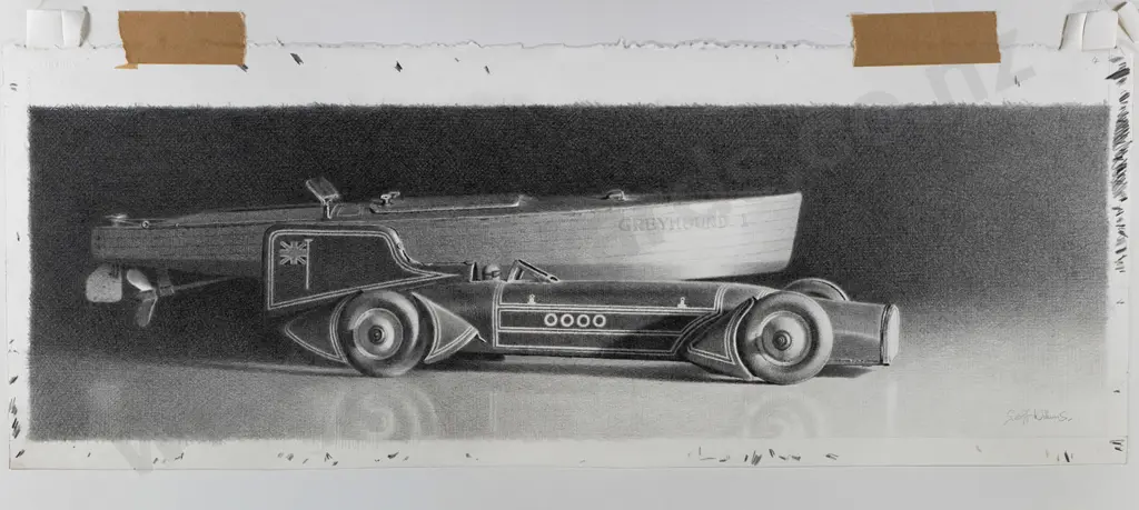 Geoff Williams - unframed pencil "Greyhound" H-230 W-730 Image 1++