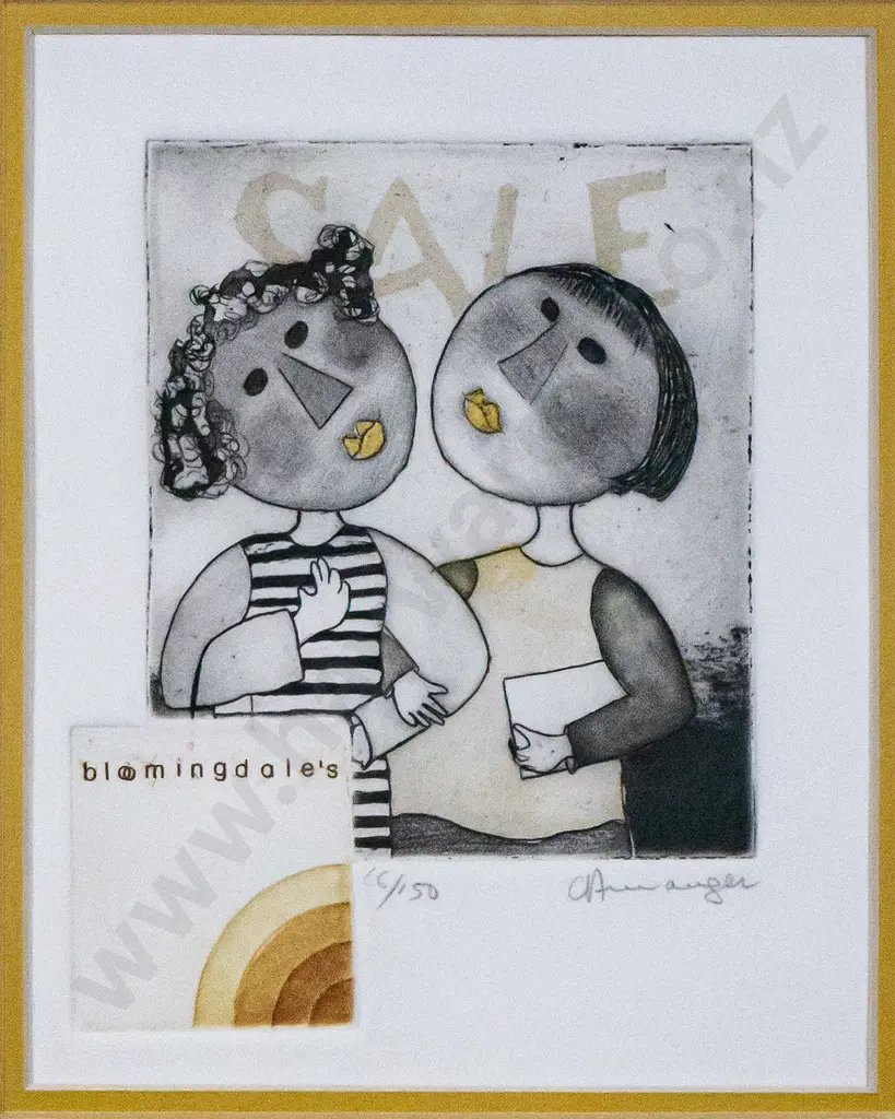 illegible signature - framed ltd edition print 66/150 "Bloomingdales" H-140 W-110 Image 1++