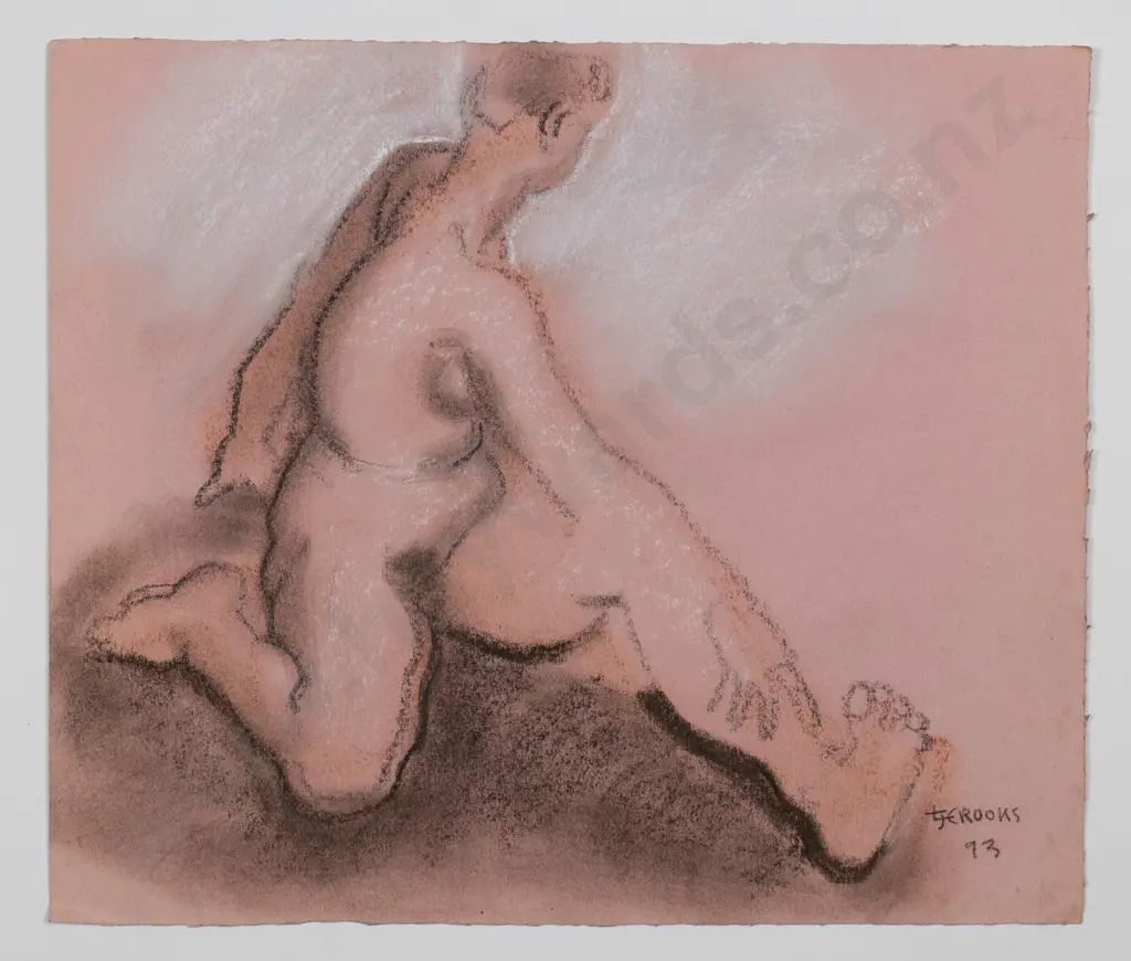 Lindsay Crooks '93- mounted pastel on card - nude H-220 W-250 Image 1++