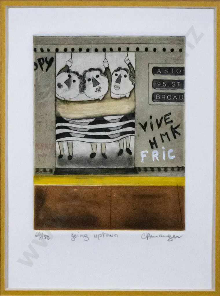 illegible signature - framed ltd edition print 66/150 "going uptown" H-120 W-95 Image 1++