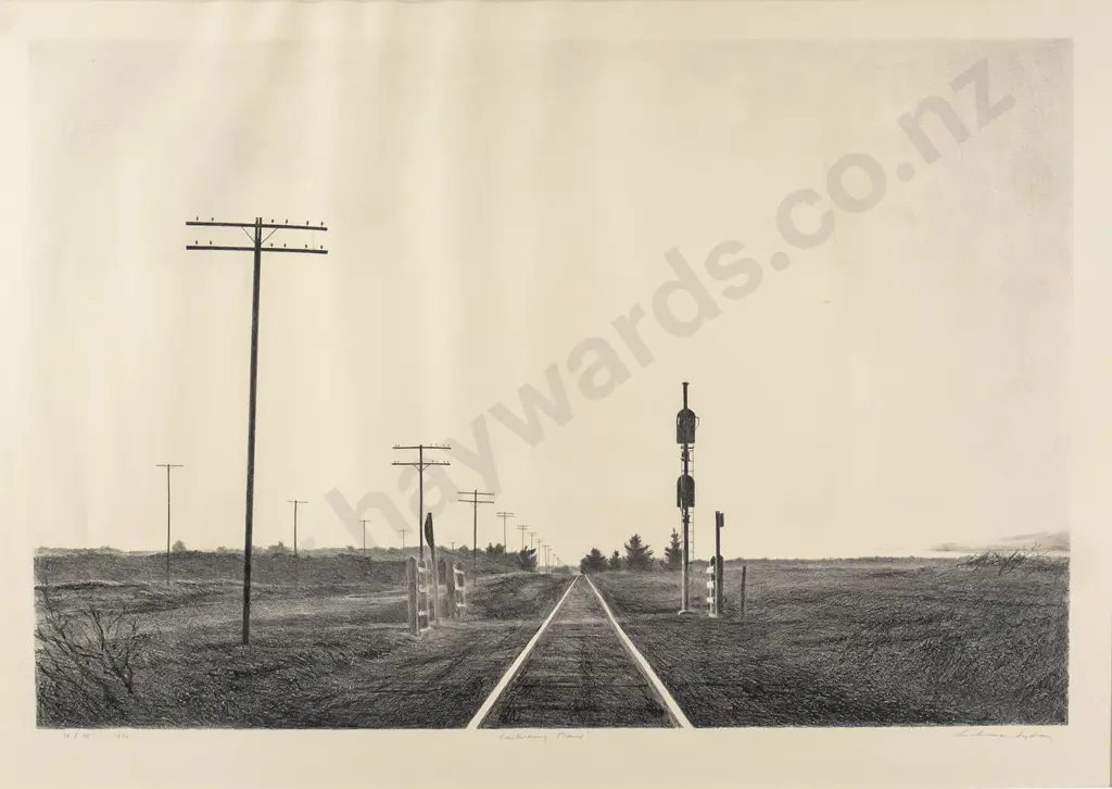 Grahame Sydney 1992  - framed etching 38/75 "Canterbury Plains" H-540 W-800 (slight warping) Image 1++