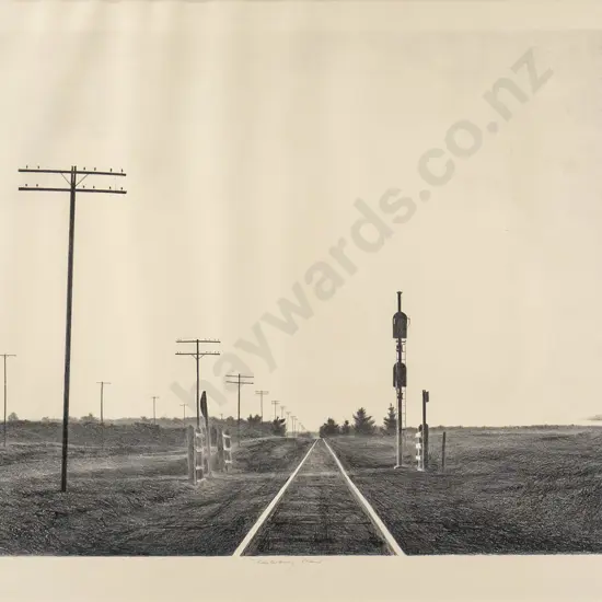Grahame Sydney 1992  - framed etching 38/75 "Canterbury Plains" H-540 W-800 (slight warping)