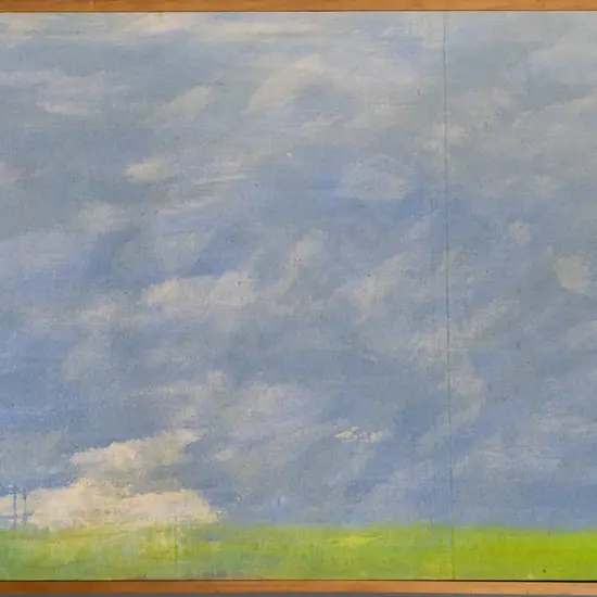 Lawrence Clark, framed watercolour on linen "Summer 72-73" H-530 W-1110