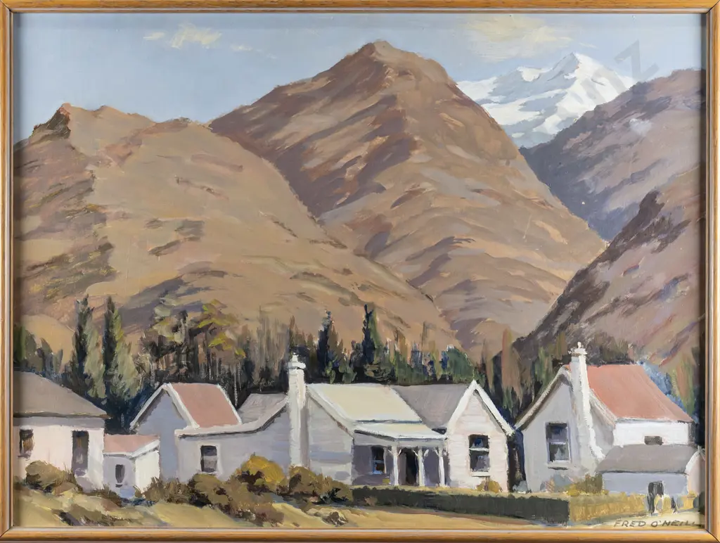 Fred O'Neill - framed oil - house and landscape scene H-340 W-450 Image 1++