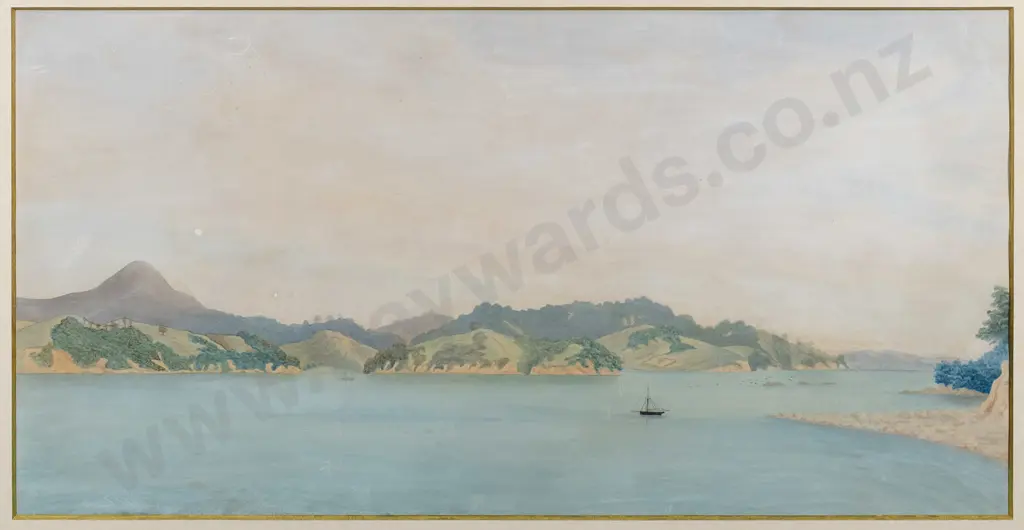 George O'Brien c1880 - framed watercolour - seascape Otago Harbour  (slight creasing, foxing, scratching) Image 1++
