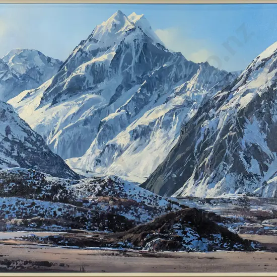 Graham Brinsley '83 - framed oil "Mt Cook" H-590 W-900 (frame needs slight attention)