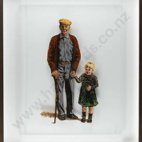 Georgia Glass (unsigned) - oil on perspex - grandfather  H-390  W-300