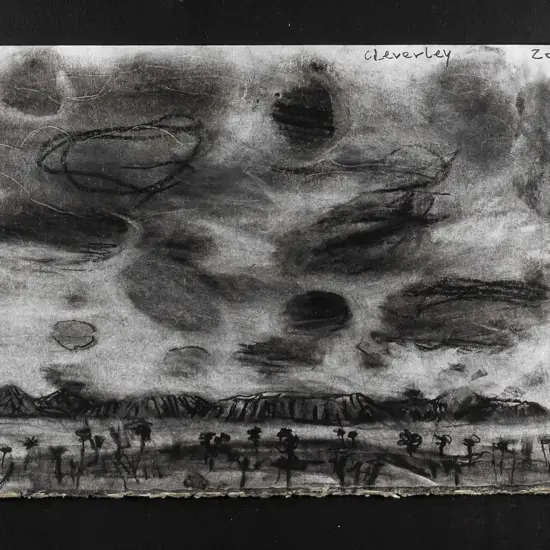 Peter Cleverley 2007 - framed pencil - landscape H-210 W-290 (glass underside needs cleaning)