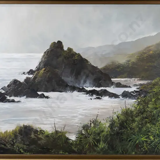 Denis Kent - framed oil "Stormy Day, West Coast" H-490 W-780