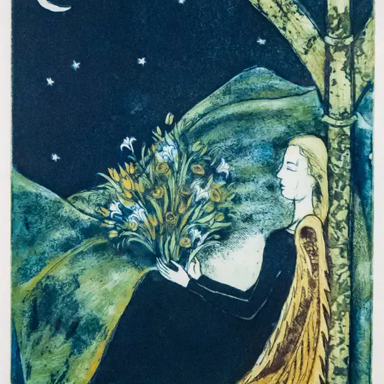 Hillary Thomson 1190 - framed ltd edition print 3/7 "Sleeping Angel" H-300 W-225