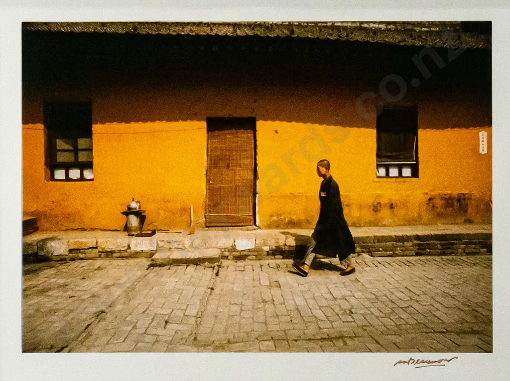 Matheson Beaumont 1996- framed photograph - yellow wall, Xian, China H-240 W-340 Image 1++