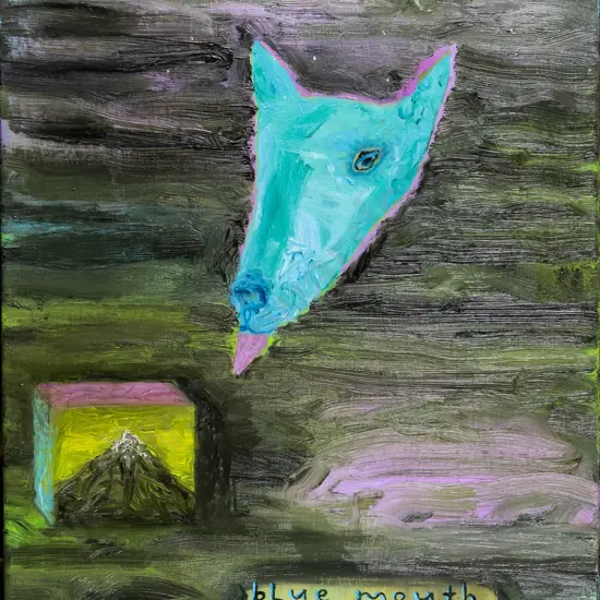 Peter Cleverley 2004 - boxed oil on canvas "blue mouth irresistable H-410 W-350