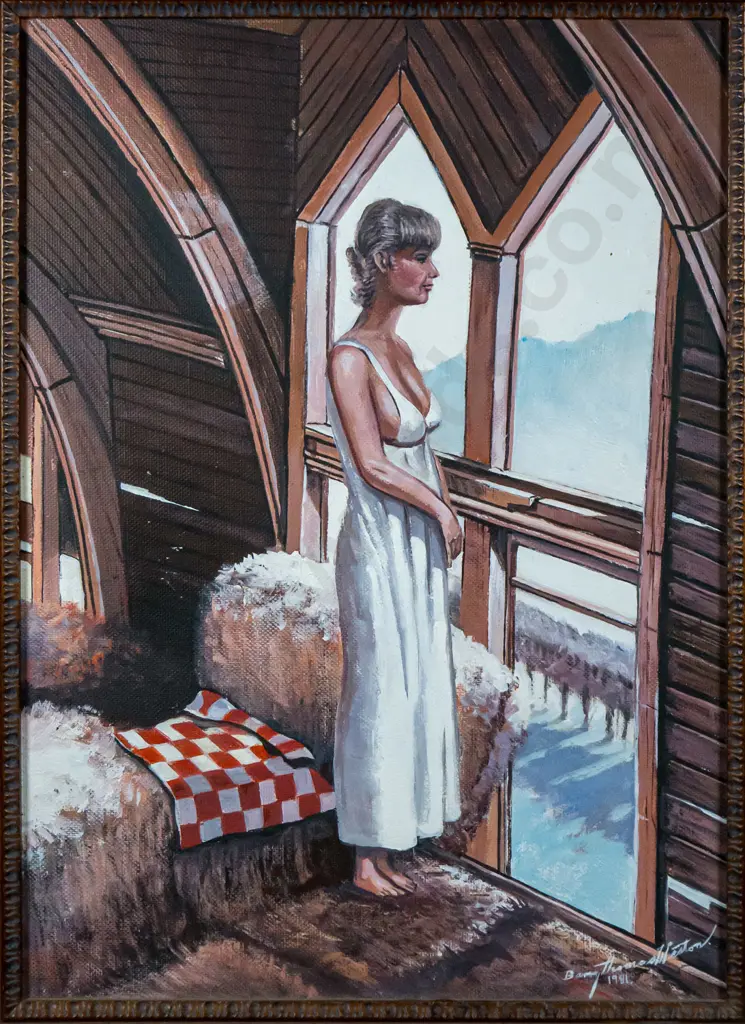 Barry Thomas Weston 1981 - framed oil "A Roll in the Hay" H-390 W-280 Image 1++